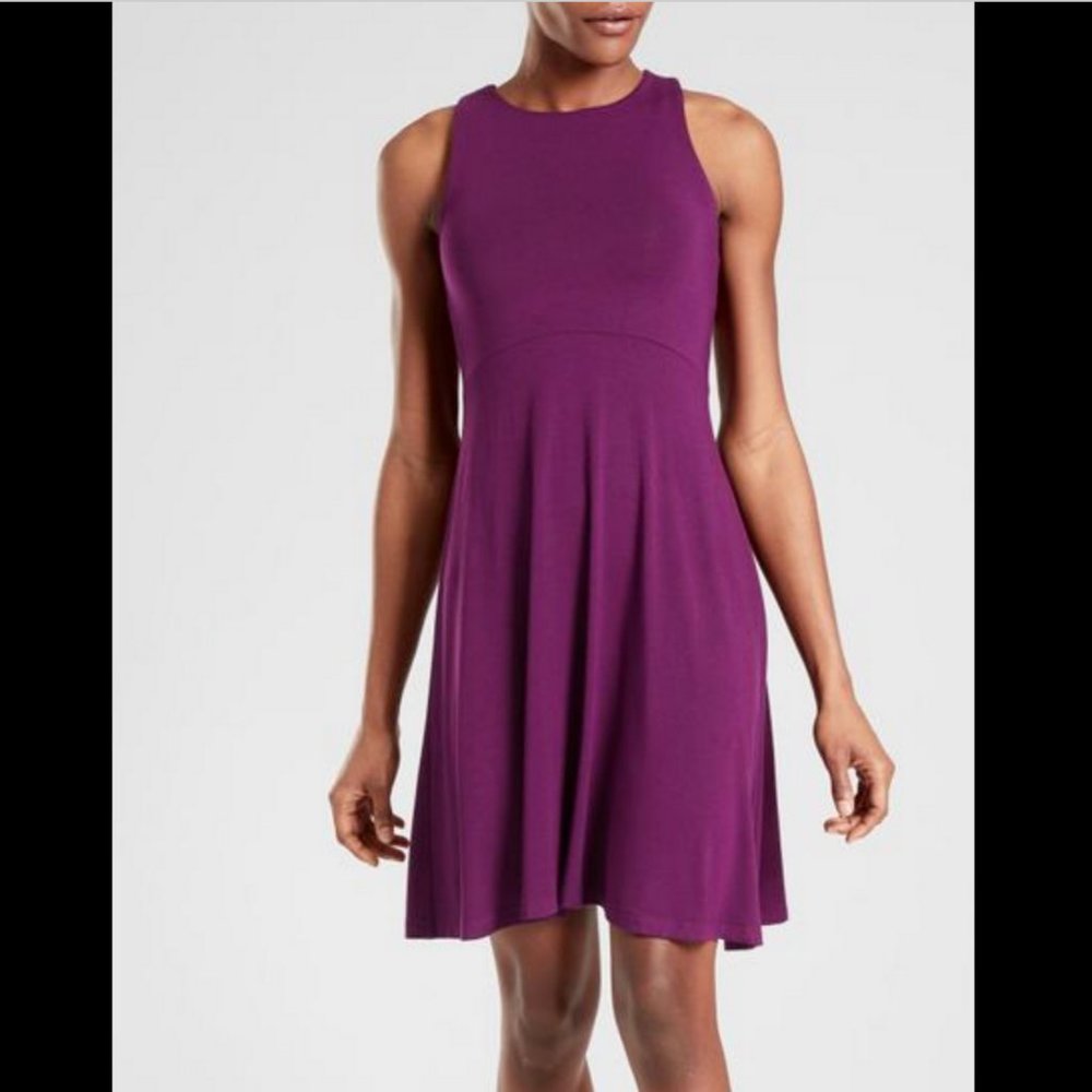 ATHLETA VELVET PLUM SLEEVELESS SANTORINI THERA DRESS